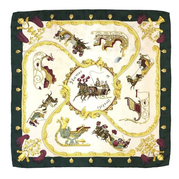 728209L Hermes Scarf Plumes Et Grelots Carre 90 Multicolor Silk 100% - Picture 1 of 9